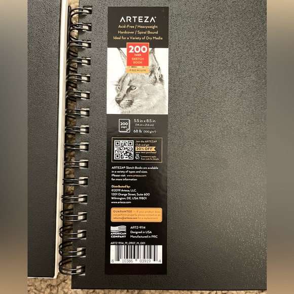 Arteza Sketchbook | Spiral-Bound Hardcover | Black | 5.5 x 8.5” - Pack of 2 - Picture 2 of 4